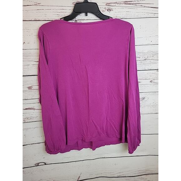 A New Approach A.N.A Purple V-Neck Long Sleeve Pullover Top Women's Size Large - Picture 2 of 9